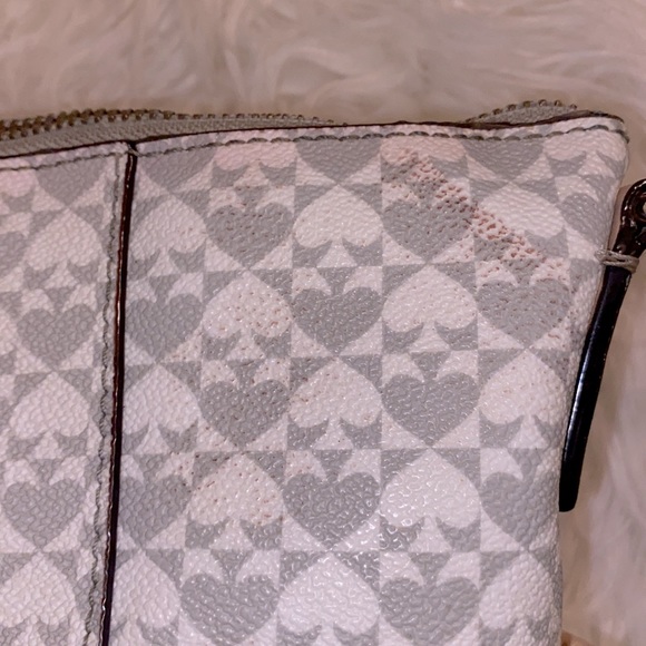 KATE SPADE EXTRA LARGE GRAY/ WHITE COATED CANVAS OVERNIGHT STYLE TOTE - Picture 7 of 9